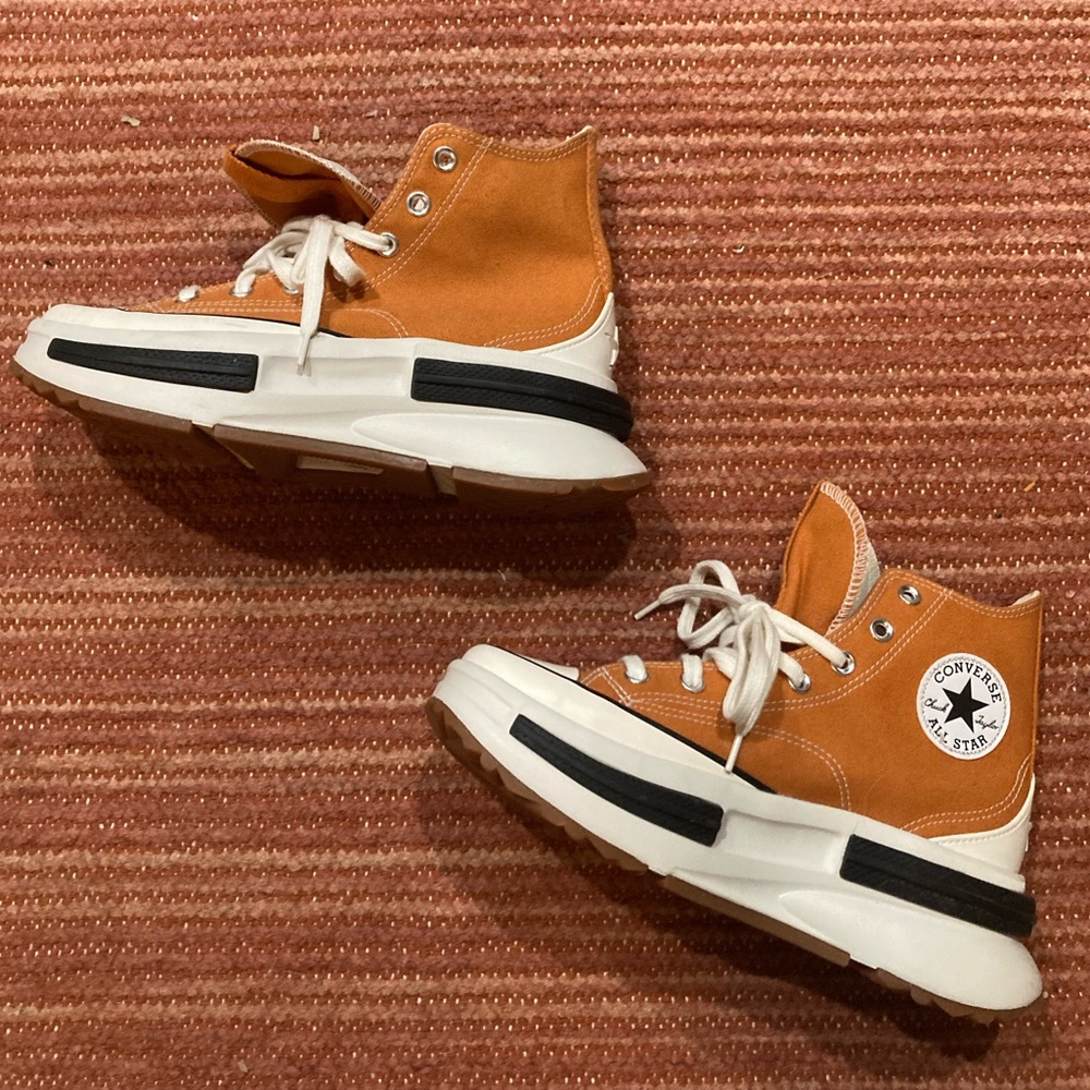 Converse Orange and White High-Top Sneakers